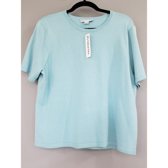 Pendleton Tops - NEW $68 LARGE PETITE Pendleton Silk Blend Knit Top Short Sleeve Tshirt sky blue